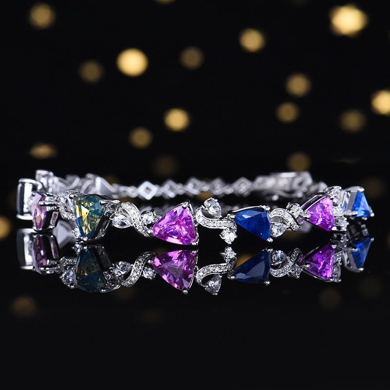 14k Gold 1.03 Ctw Natural Diamond & Sapphire Bracelet - 2