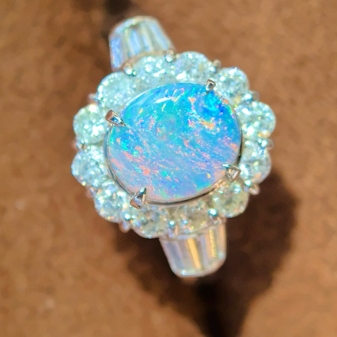 14k Gold 2.01 Ctw Natural Opal & Diamond Ring - 4