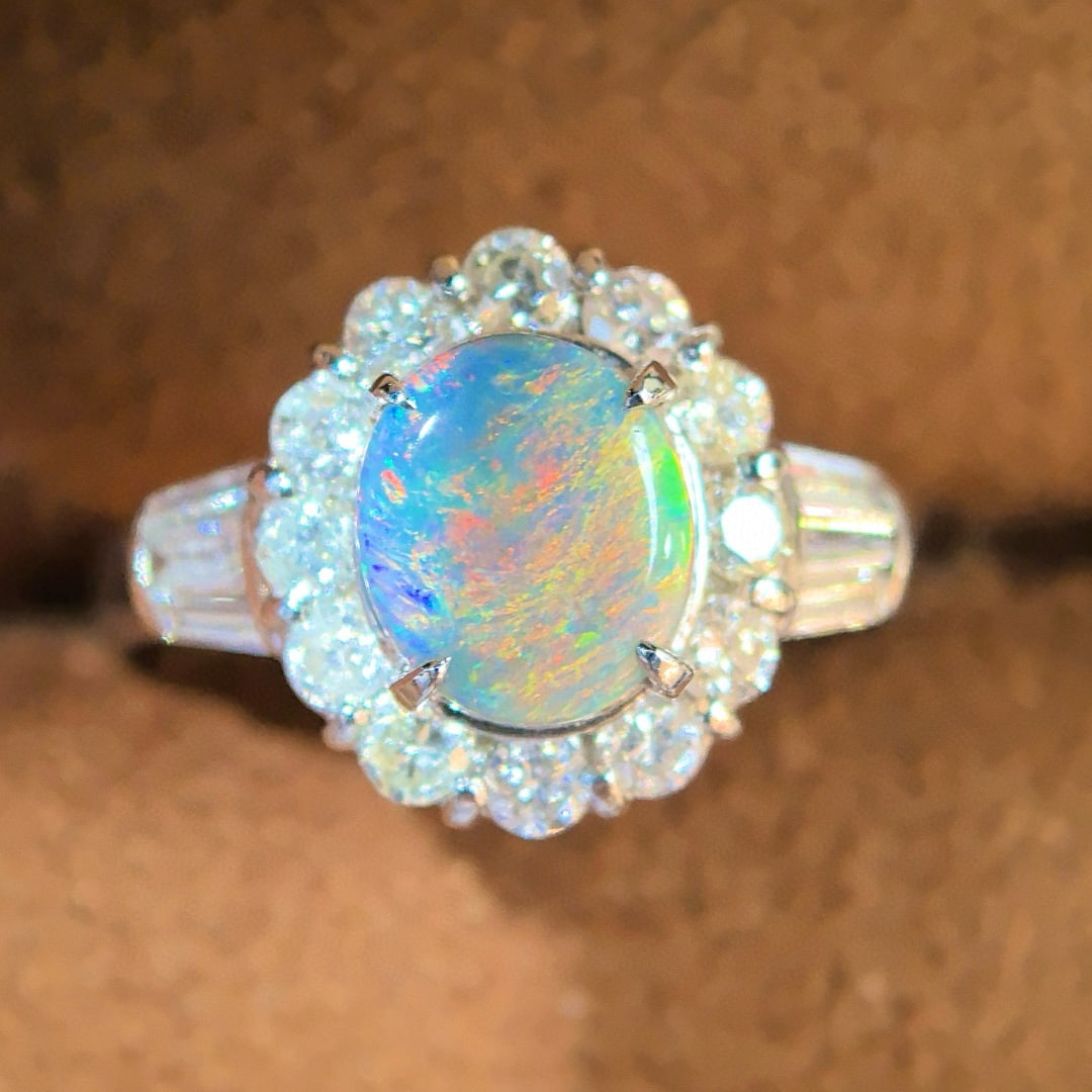 14k Gold 2.01 Ctw Natural Opal & Diamond Ring - 6