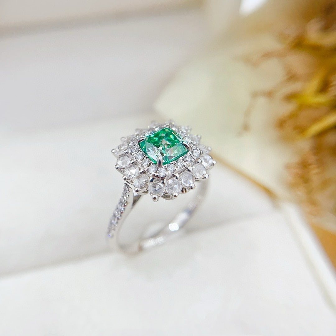 Gia Certified 14k Gold 1.73 Ctw Natural Green Diamond & Diamond Ring/pendant( Without Chain ) - 3