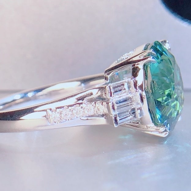 14k Gold 6.20 Ctw Natural Tourmaline & Diamond Ring - 2