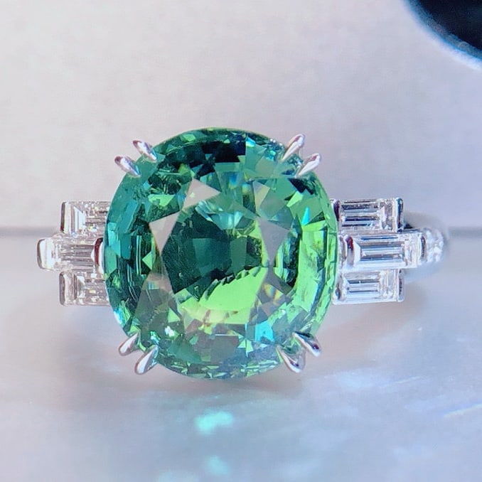 14k Gold 6.20 Ctw Natural Tourmaline & Diamond Ring - 3