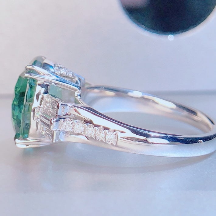14k Gold 6.20 Ctw Natural Tourmaline & Diamond Ring - 4