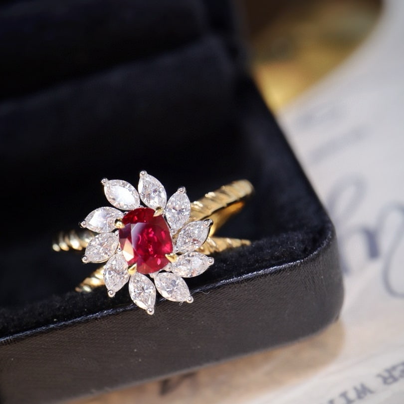 14k Gold 1.33 Ctw Natural Ruby & Diamond Ring - 2