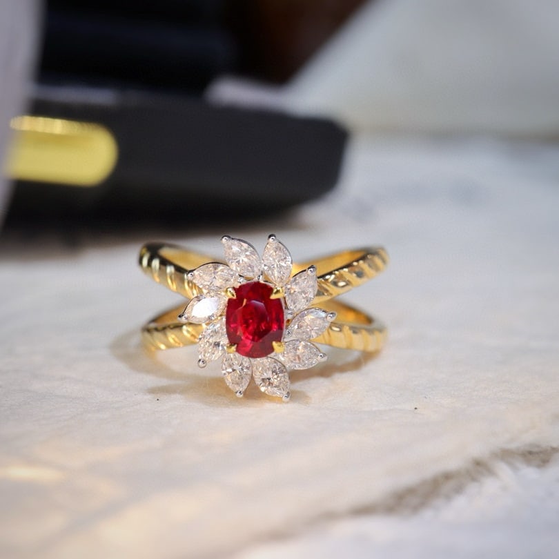 14k Gold 1.33 Ctw Natural Ruby & Diamond Ring - 3