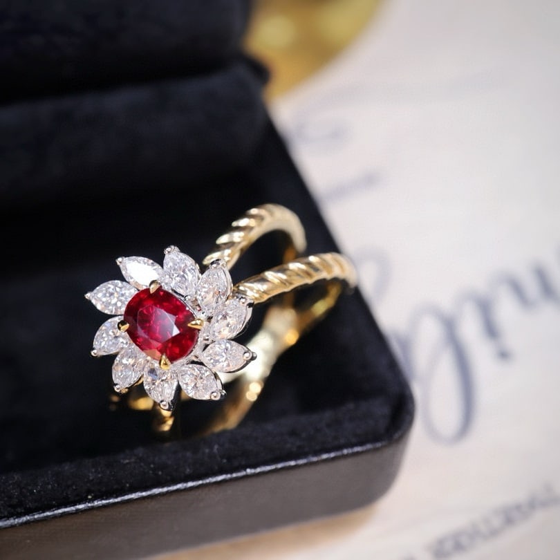 14k Gold 1.33 Ctw Natural Ruby & Diamond Ring - 5
