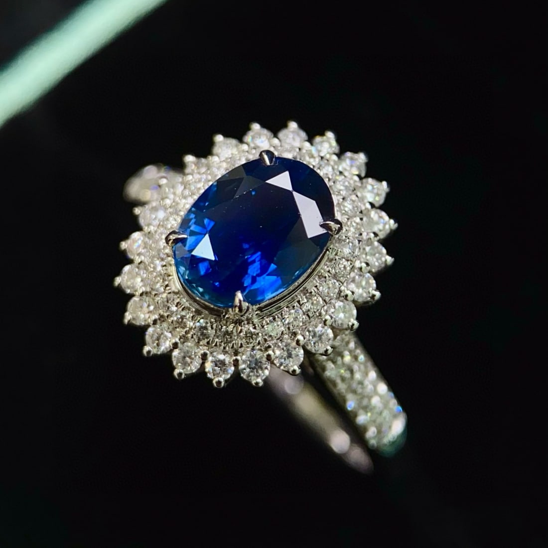 14k Gold 1.72 Ct Natural Sapphire & Diamond Ring - 2
