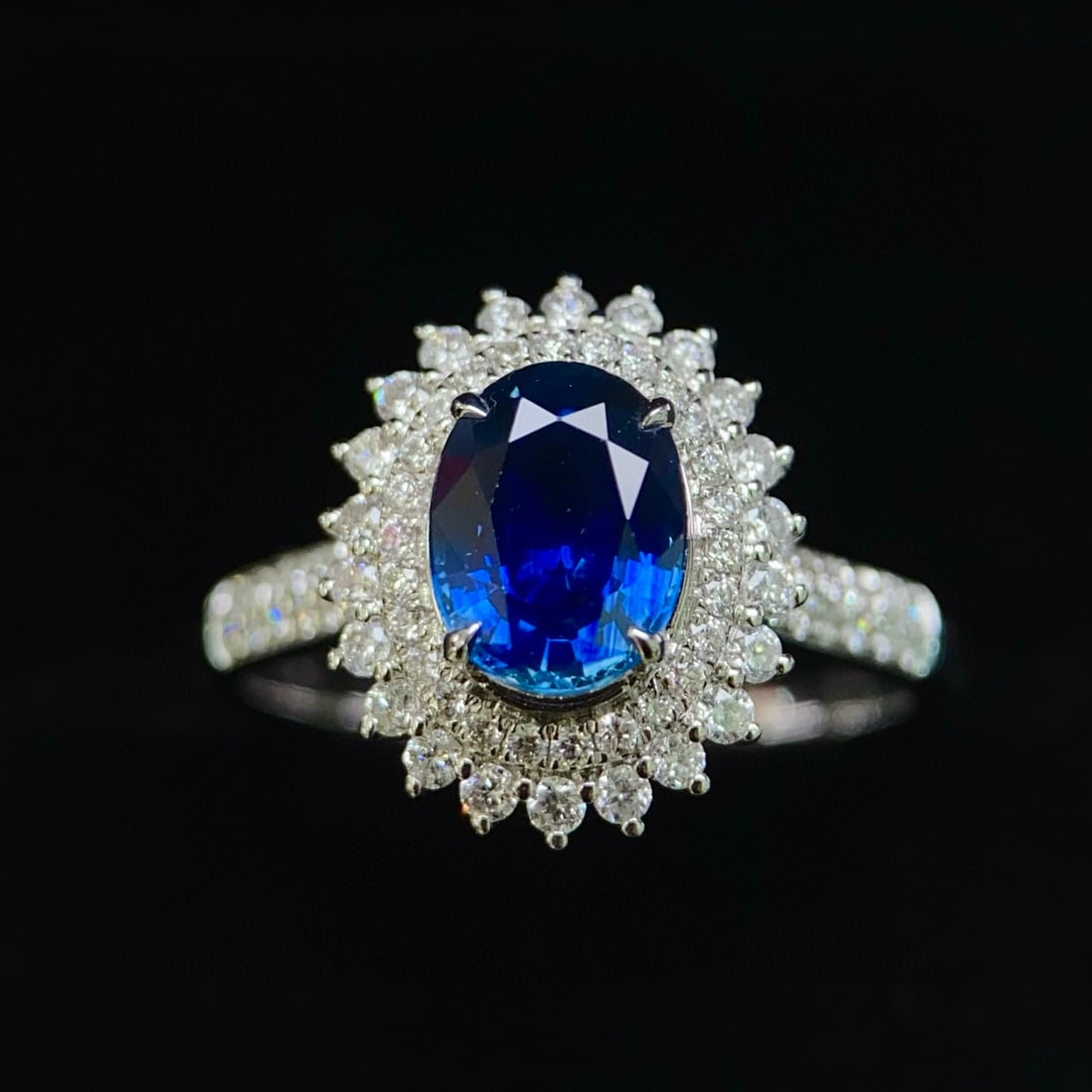14k Gold 1.72 Ct Natural Sapphire & Diamond Ring - 3