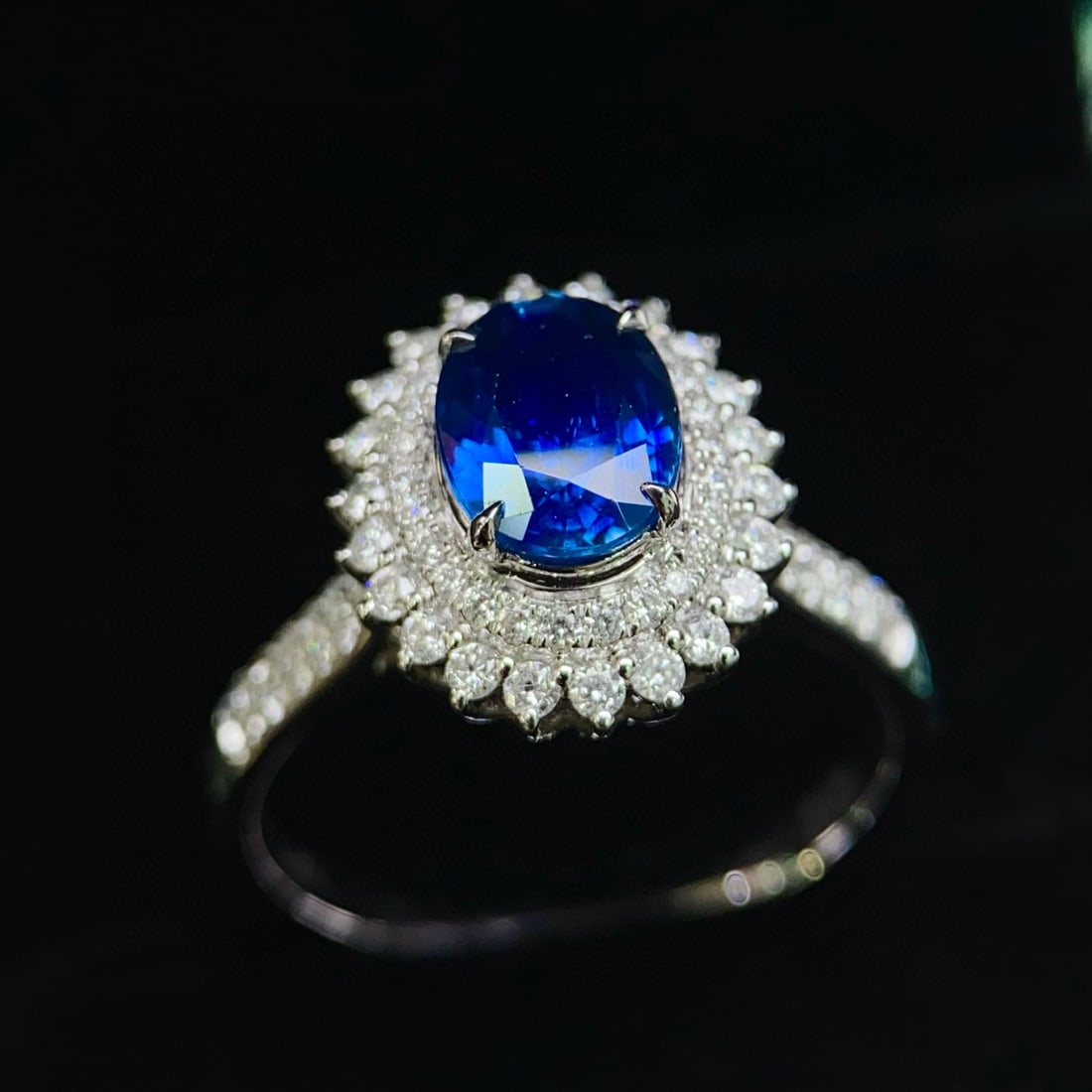 14k Gold 1.72 Ct Natural Sapphire & Diamond Ring - 4