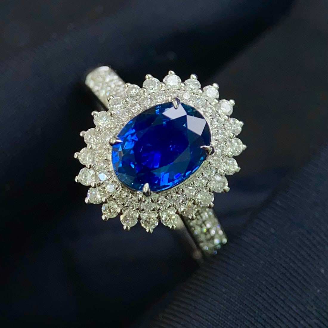14k Gold 1.72 Ct Natural Sapphire & Diamond Ring - 5