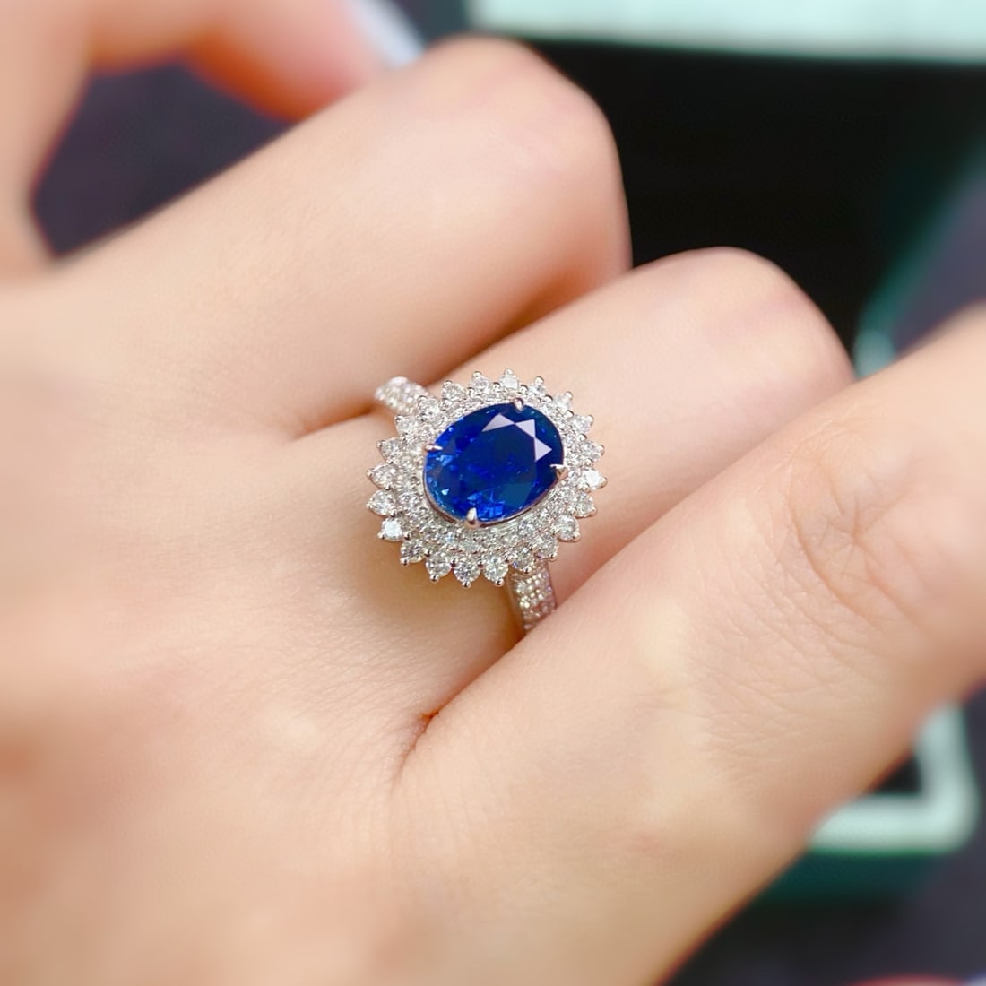 14k Gold 1.72 Ct Natural Sapphire & Diamond Ring - 6