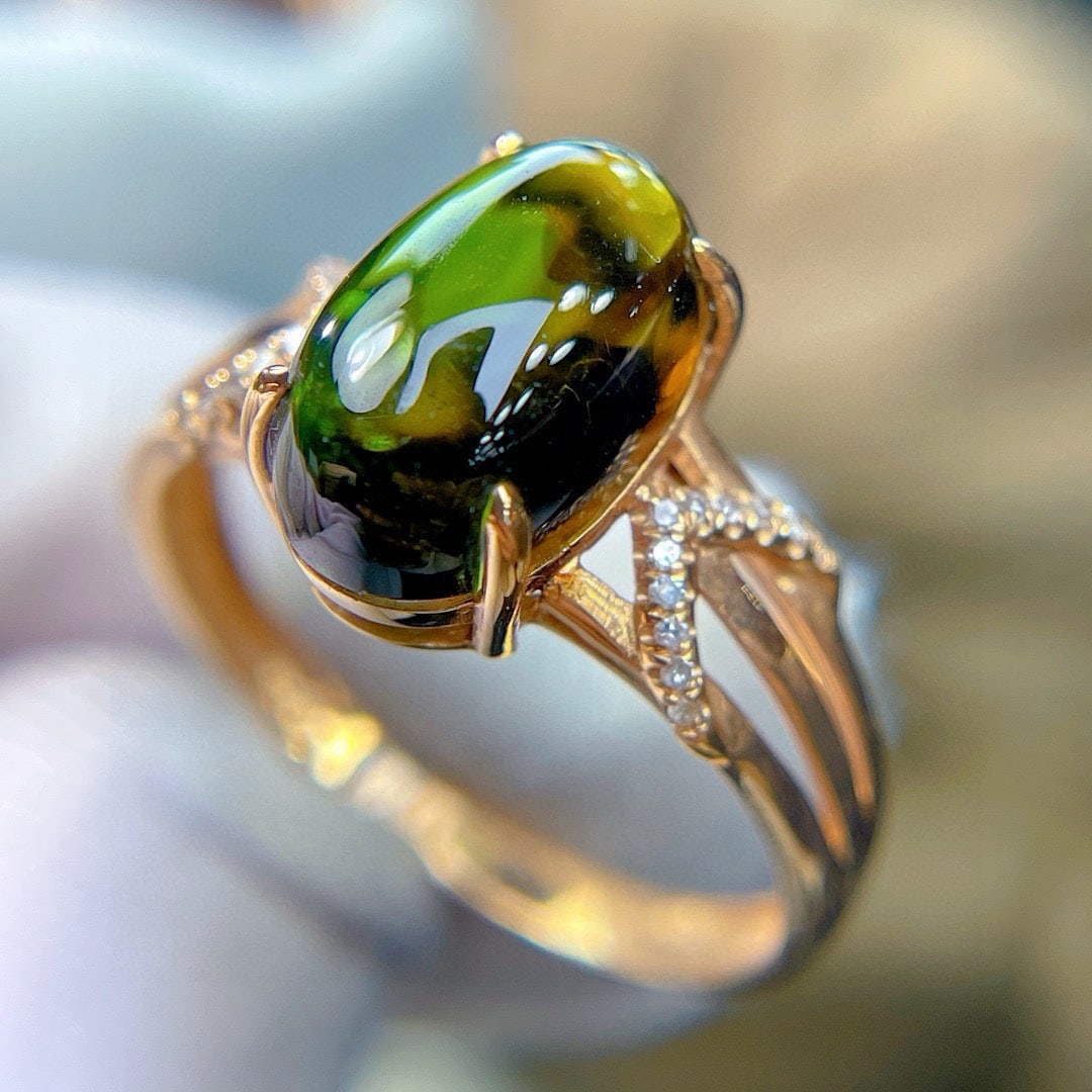 14k Gold 3.8 Ct Natural Tourmaline & Diamond Ring - 3