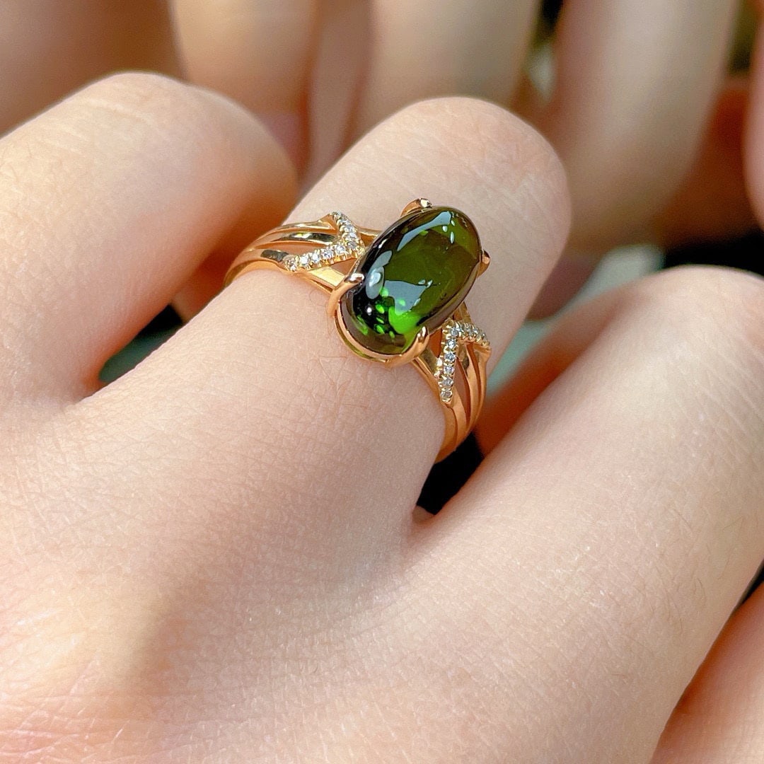 14k Gold 3.8 Ct Natural Tourmaline & Diamond Ring - 4