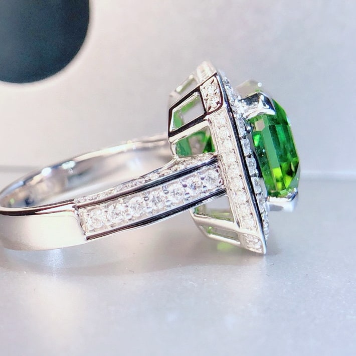 14k Gold 8.30 Ctw Natural Tourmaline & Diamond Ring - 3