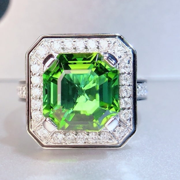14k Gold 8.30 Ctw Natural Tourmaline & Diamond Ring - 6