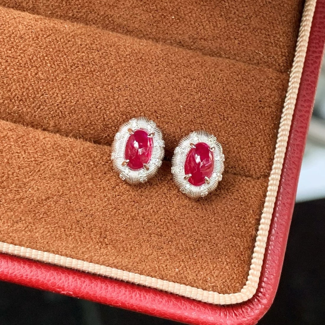 14k Gold 1.38 Ctw Natural Ruby & Diamond Earrings - 2