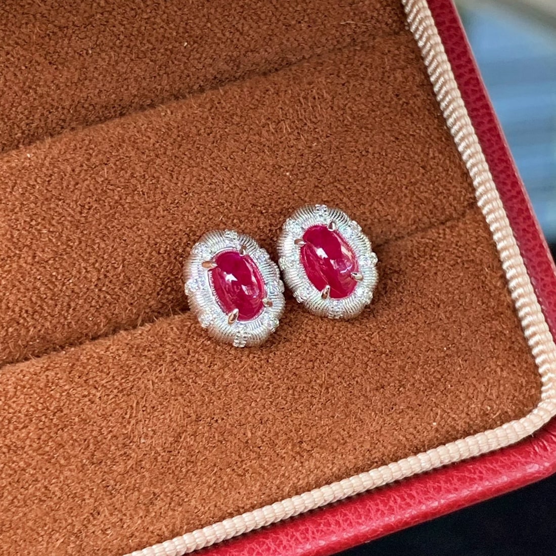 14k Gold 1.38 Ctw Natural Ruby & Diamond Earrings - 3