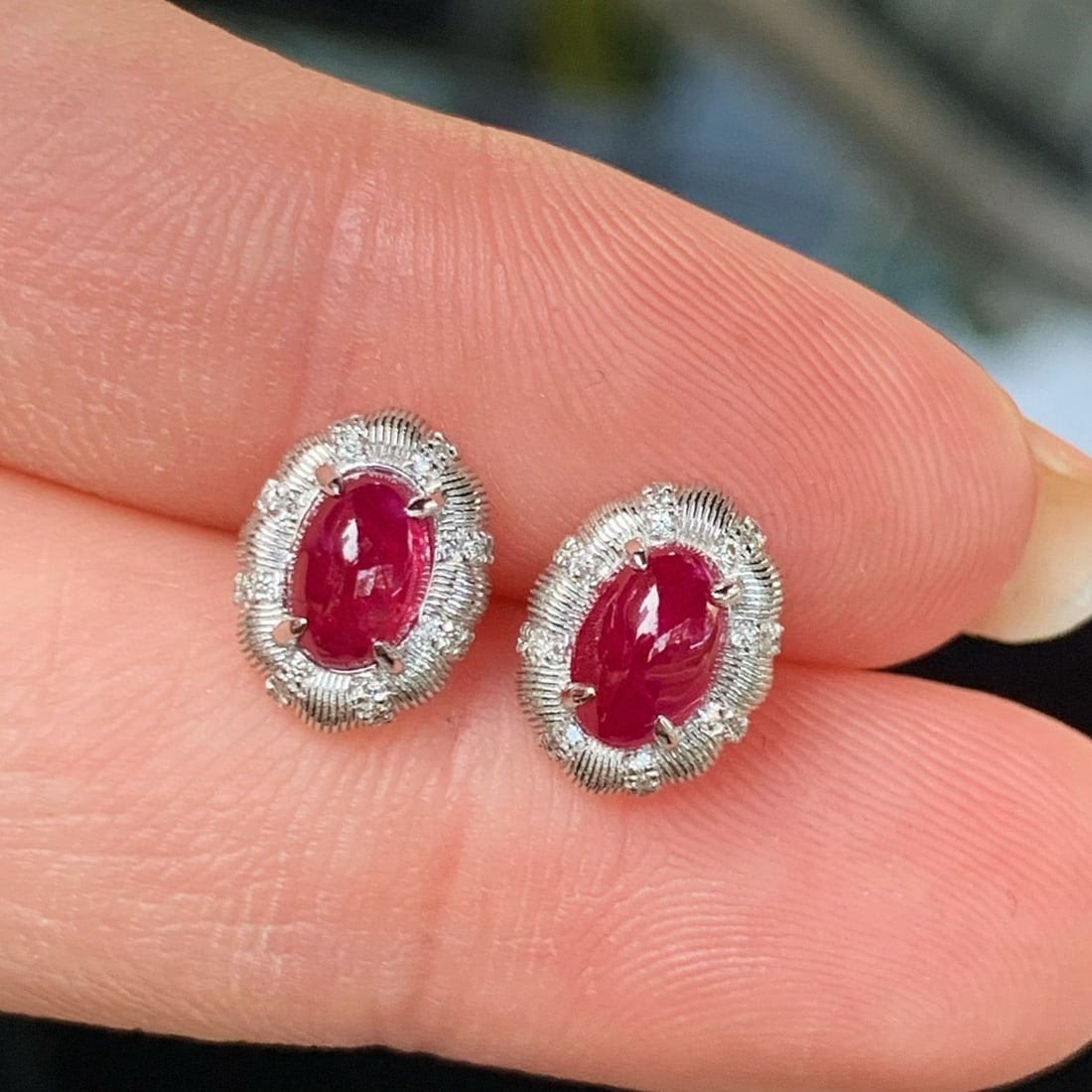 14k Gold 1.38 Ctw Natural Ruby & Diamond Earrings - 5