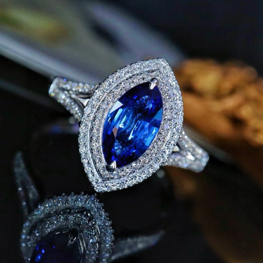 14k Gold 1.51 Ctw Natural Sapphire & Diamond Ring - 3