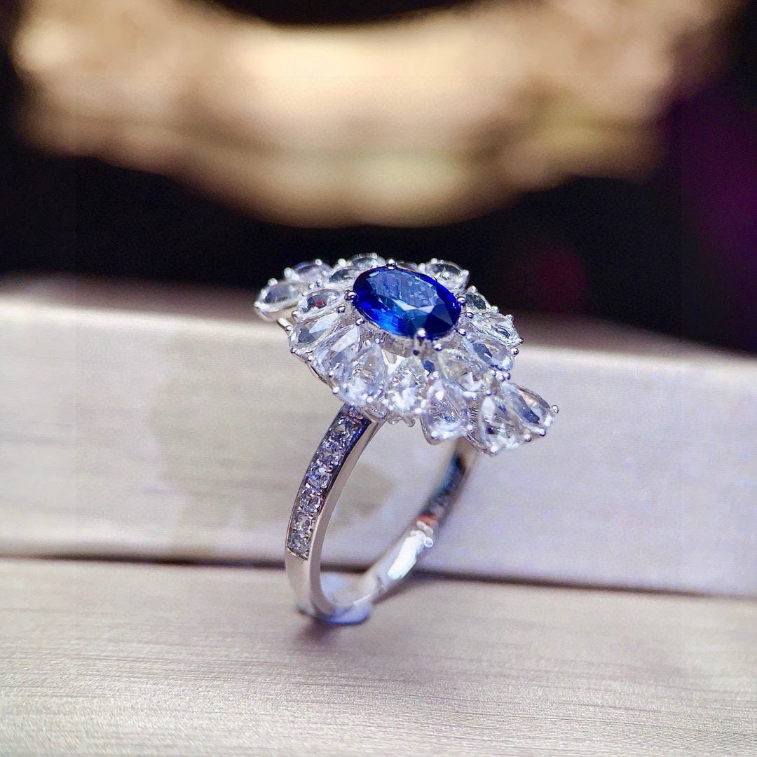 14k Gold 2.72 Ctw Natural Sapphire & Sapphire Ring - 7
