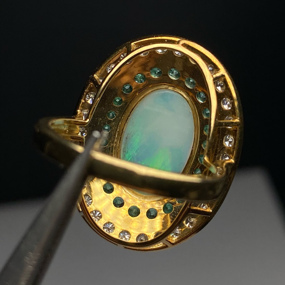 14k Gold 3.17 Ctw Natural Opal & Diamond Ring - 6