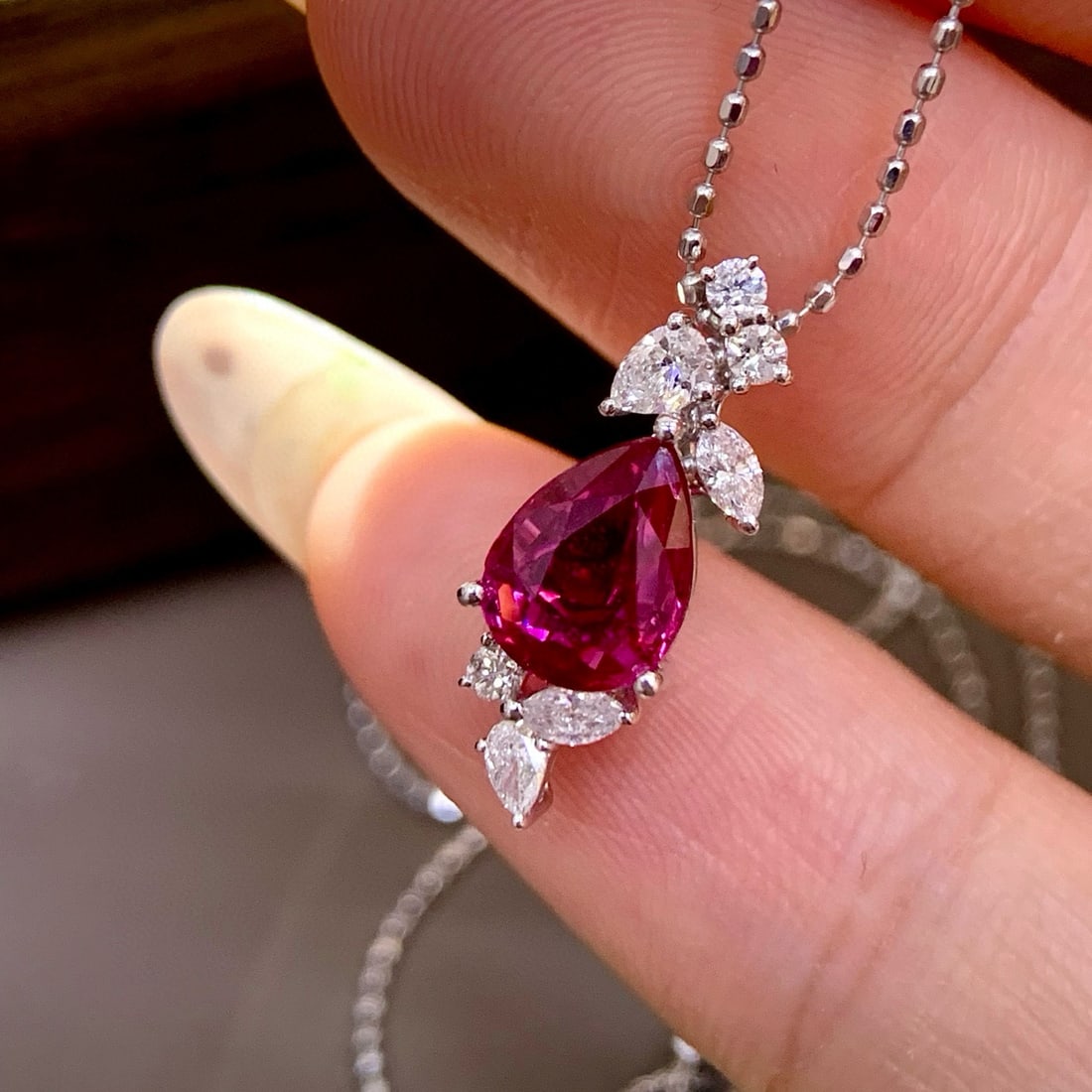14k Gold 1.29 Ctw Natural Ruby & Diamond Necklace - 2