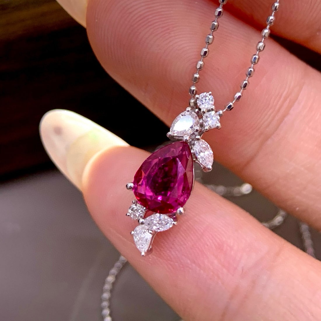 14k Gold 1.29 Ctw Natural Ruby & Diamond Necklace - 4