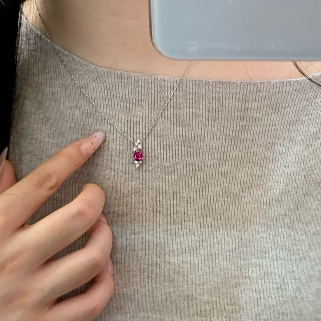 14k Gold 1.29 Ctw Natural Ruby & Diamond Necklace - 5