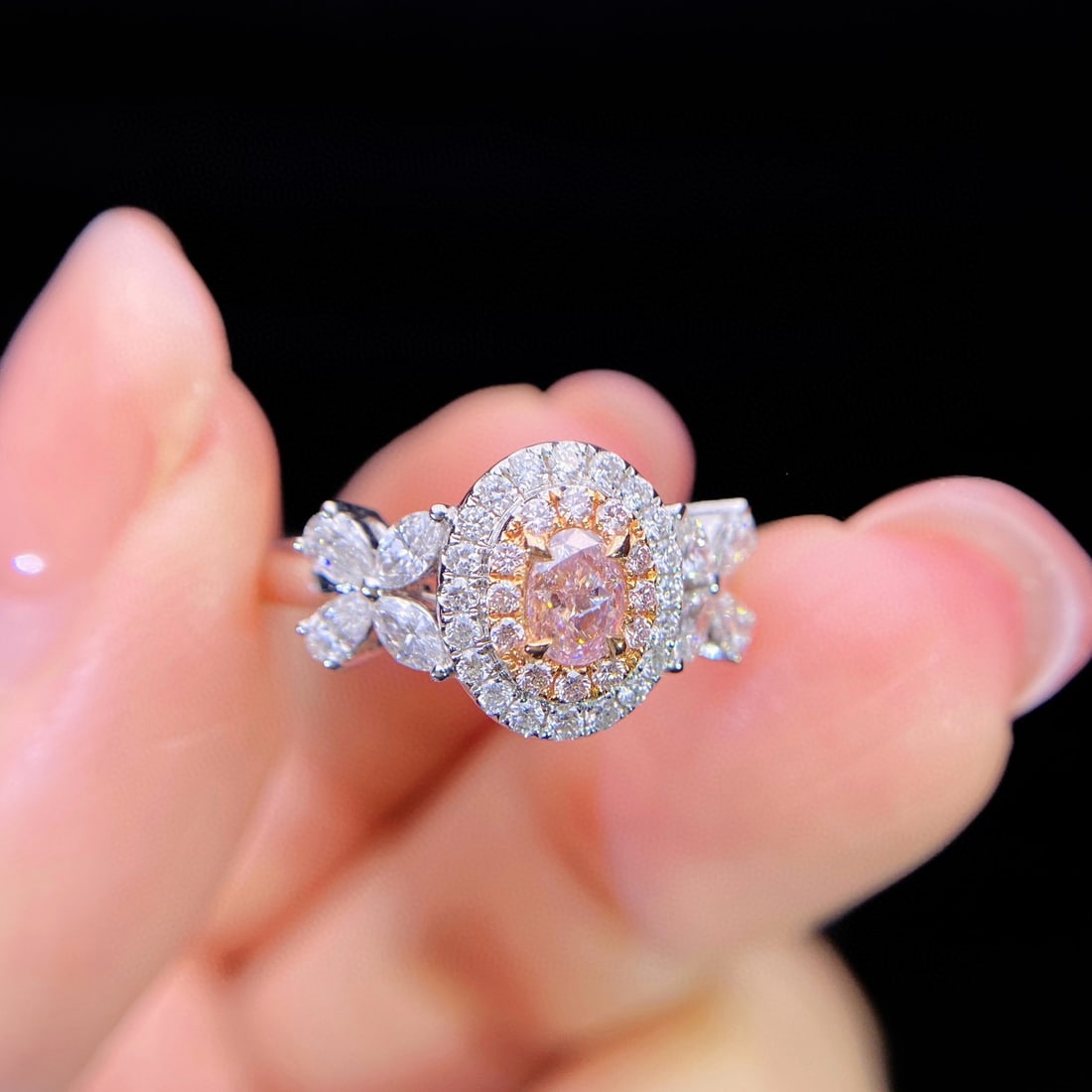 Gia Certified 14k Gold 0.83 Ctw Natural Pink Diamond & Diamond Ring - 2