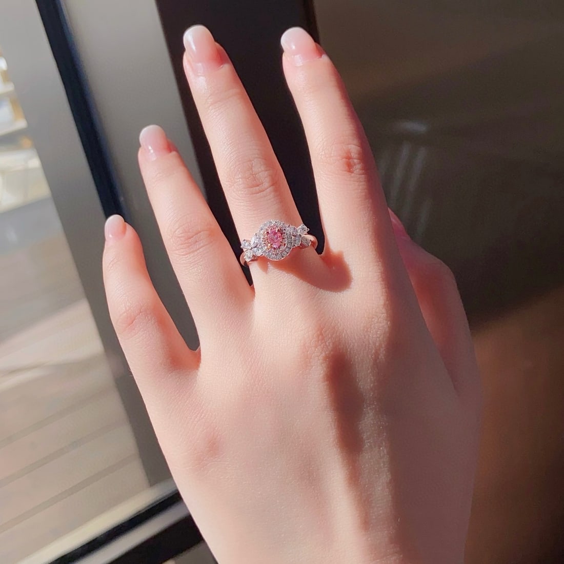 Gia Certified 14k Gold 0.83 Ctw Natural Pink Diamond & Diamond Ring - 3