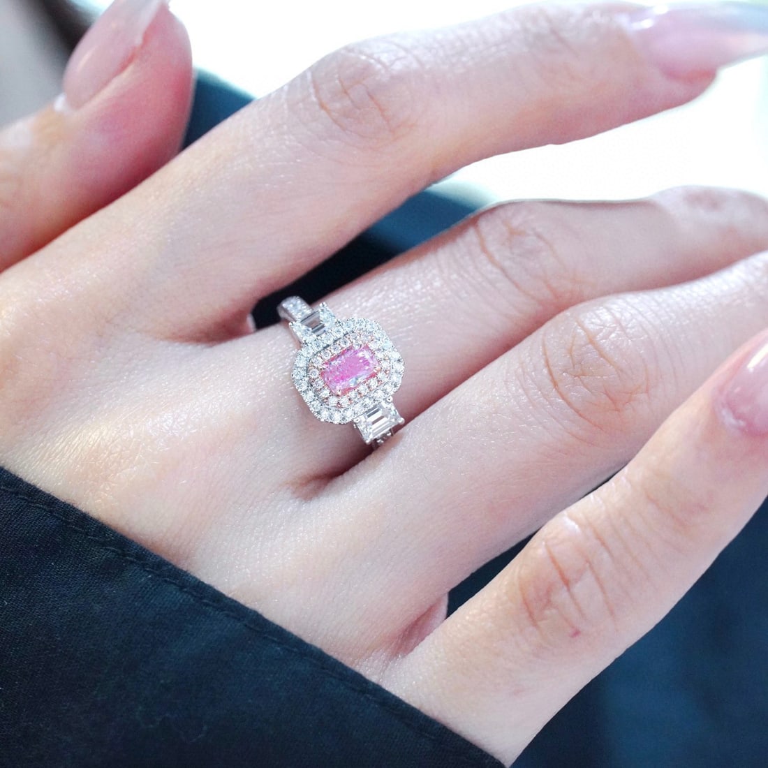 Gia Certified 14k Gold 1.72 Ctw Natural Pink Diamond & Diamond Ring - 3