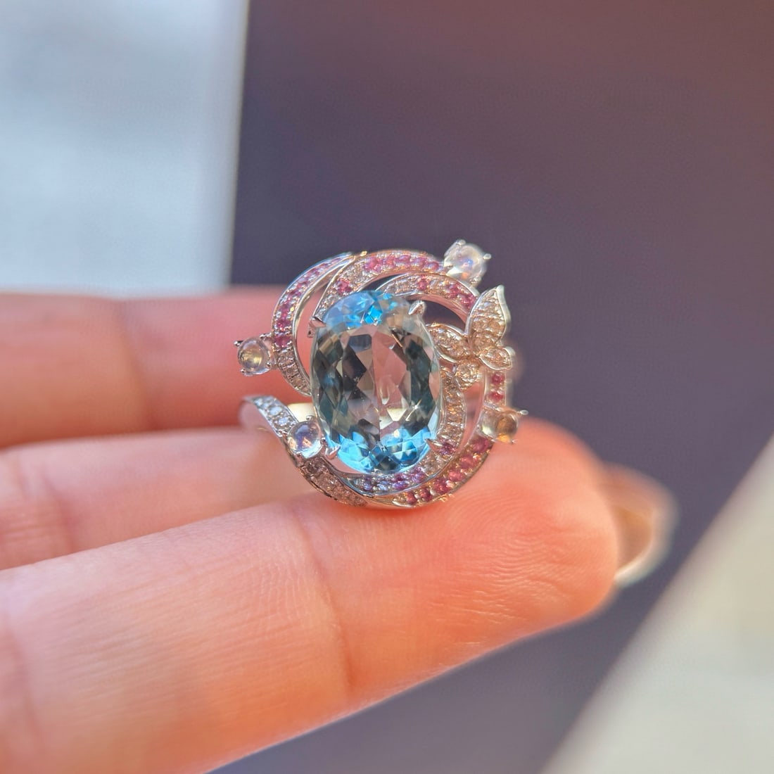 14k Gold 3.90 Ctw Natural Aquamarine & Diamond Ring - 3
