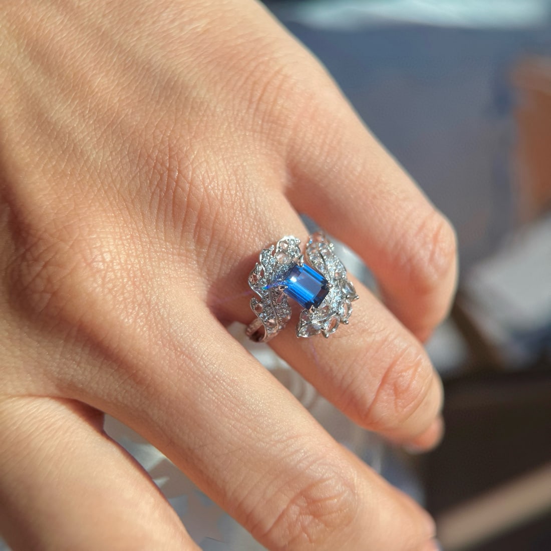 14k Gold 1.35 Ctw Natural Sapphire & Diamond Ring - 3