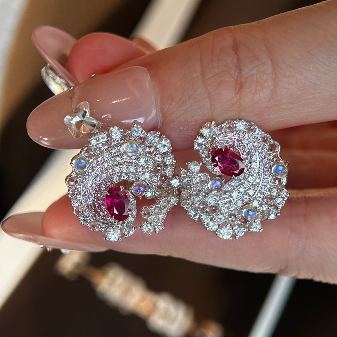 14k Gold 1.17 Ctw Natural Ruby & Diamond Earrings - 2