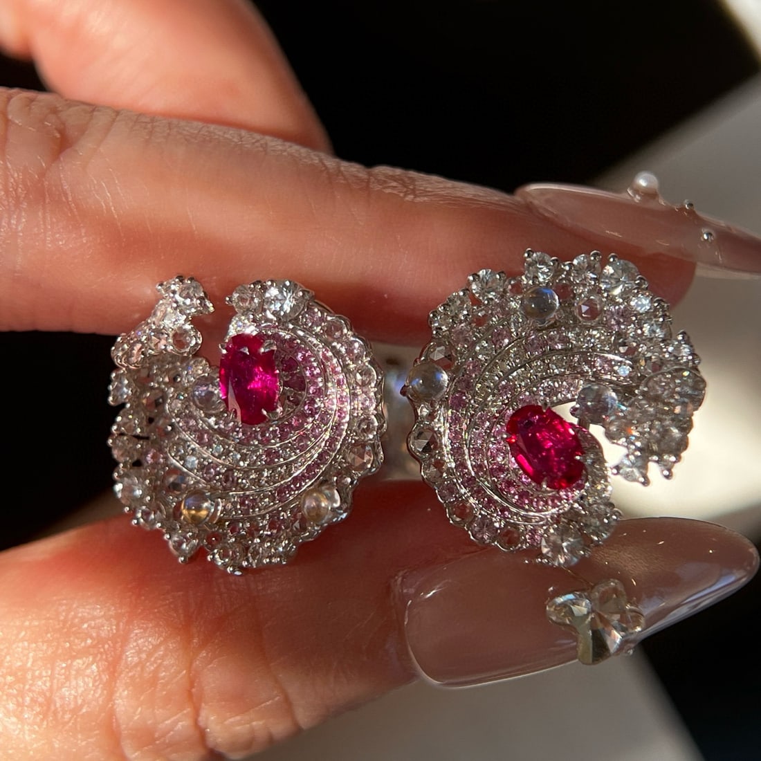 14k Gold 1.17 Ctw Natural Ruby & Diamond Earrings - 5