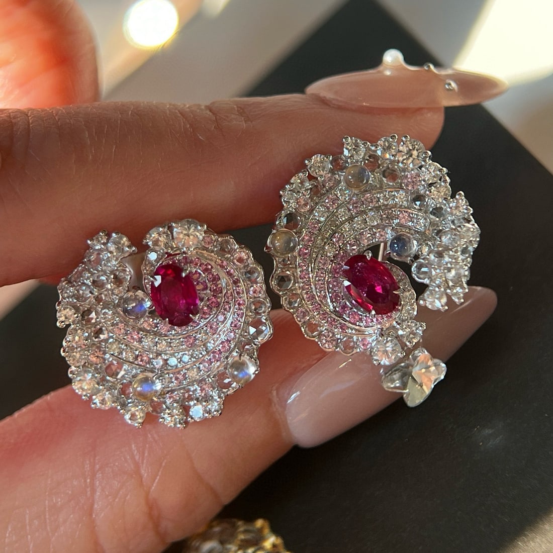 14k Gold 1.17 Ctw Natural Ruby & Diamond Earrings - 6