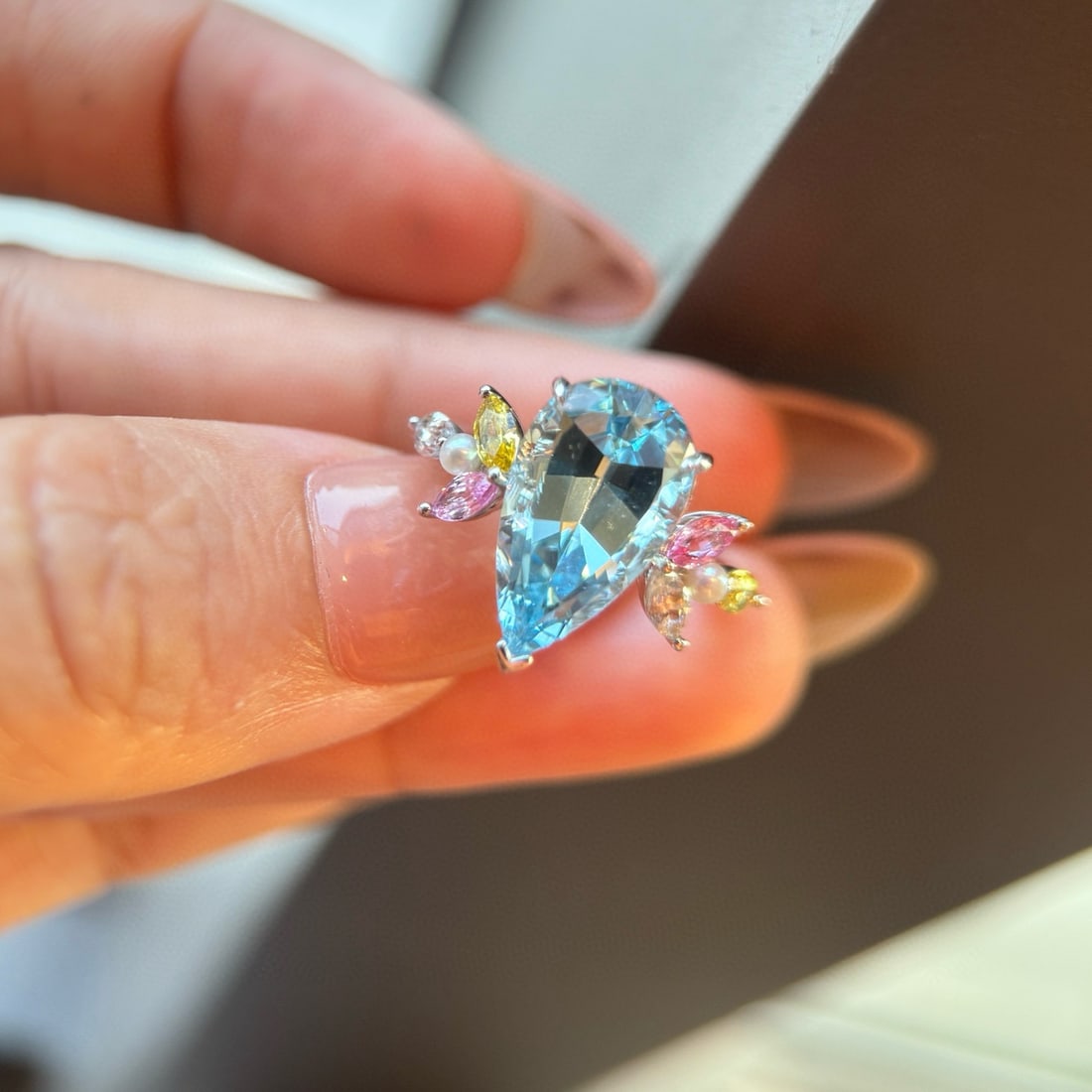 14k Gold 5.86 Ctw Natural Aquamarine & Sapphire Ring - 4