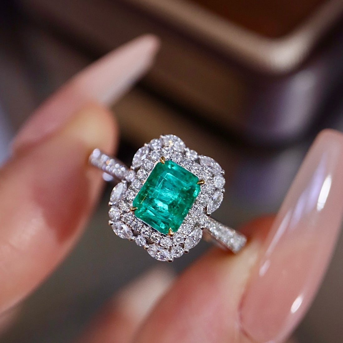 14k Gold 1.27 Ctw Natural Emerald & Diamond Ring - 5