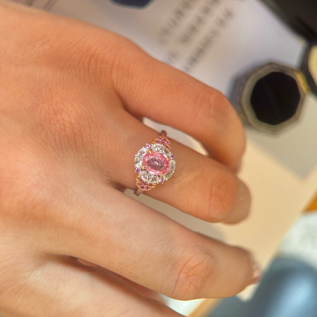 14k Gold 1.02 Ctw Natural Spinel & Diamond Ring - 4