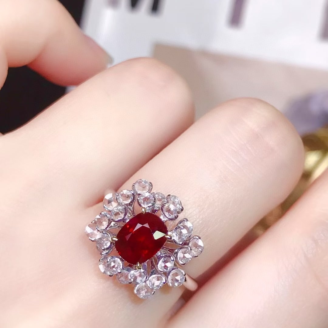 14k Gold 2.34 Ctw Natural Ruby & Diamond Ring - 4