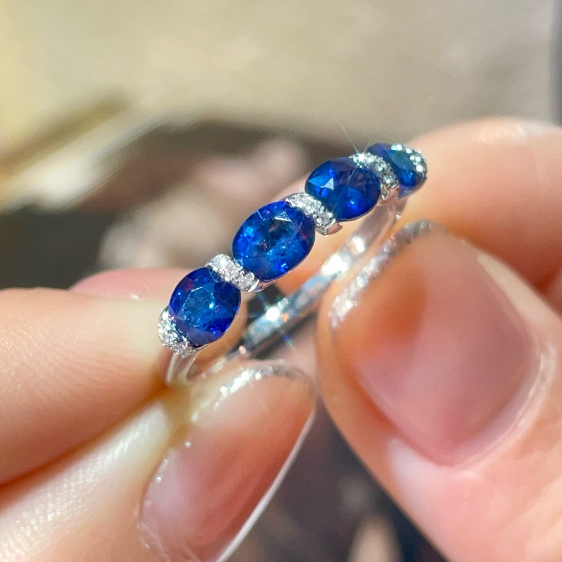 14k Gold 2 Ct Natural Sapphire & Diamond Ring - 2
