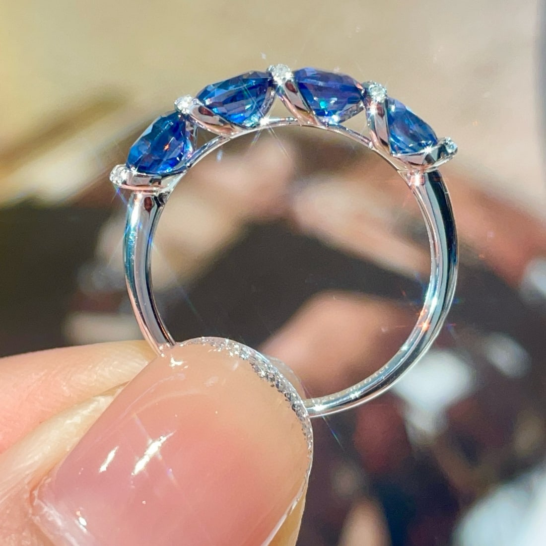 14k Gold 2 Ct Natural Sapphire & Diamond Ring - 3