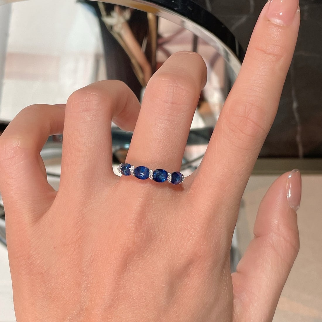 14k Gold 2 Ct Natural Sapphire & Diamond Ring - 4