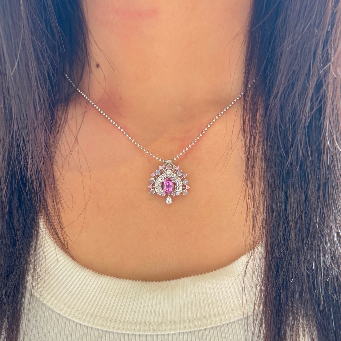 14k Gold 1.98 Ctw Natural Sapphire & Sapphire Pendant( Without Chain ) - 4
