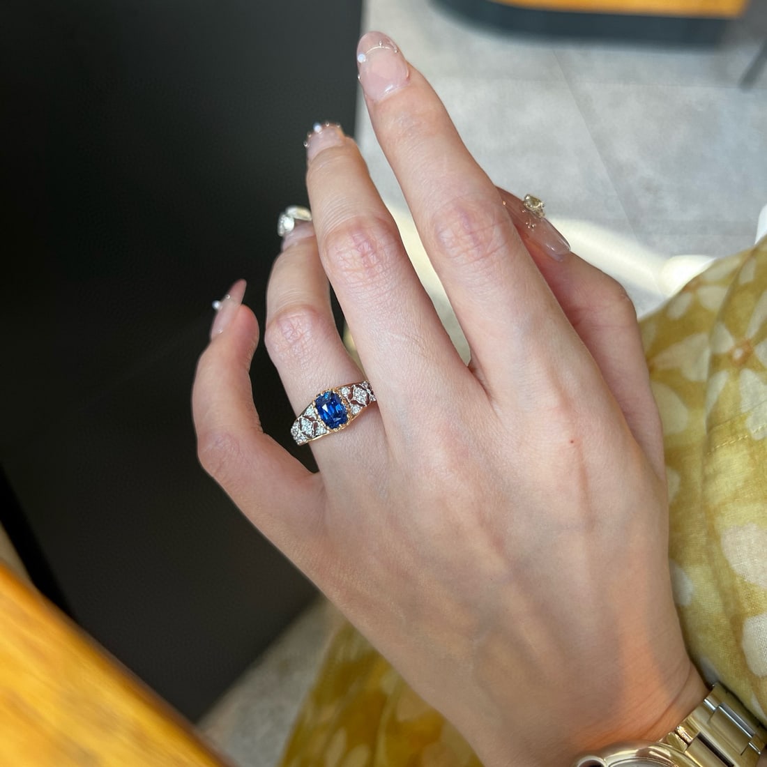 14k Gold 1.52 Ctw Natural Sapphire & Diamond Ring - 3