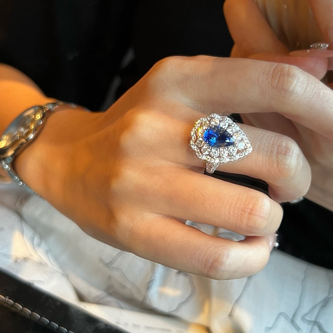 14k Gold 4.59 Ctw Natural Sapphire & Diamond Ring - 4