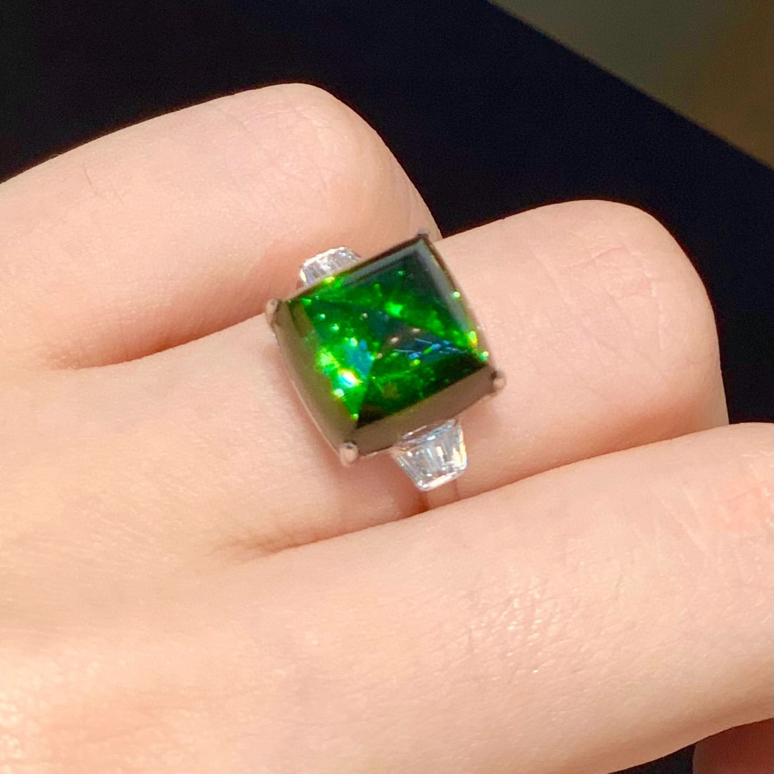 14k Gold 9 Ct Natural Tourmaline & Diamond Ring - 5