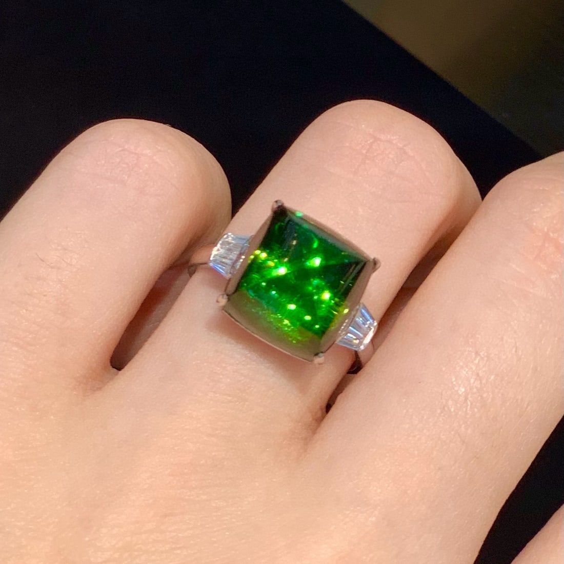 14k Gold 9 Ct Natural Tourmaline & Diamond Ring - 6