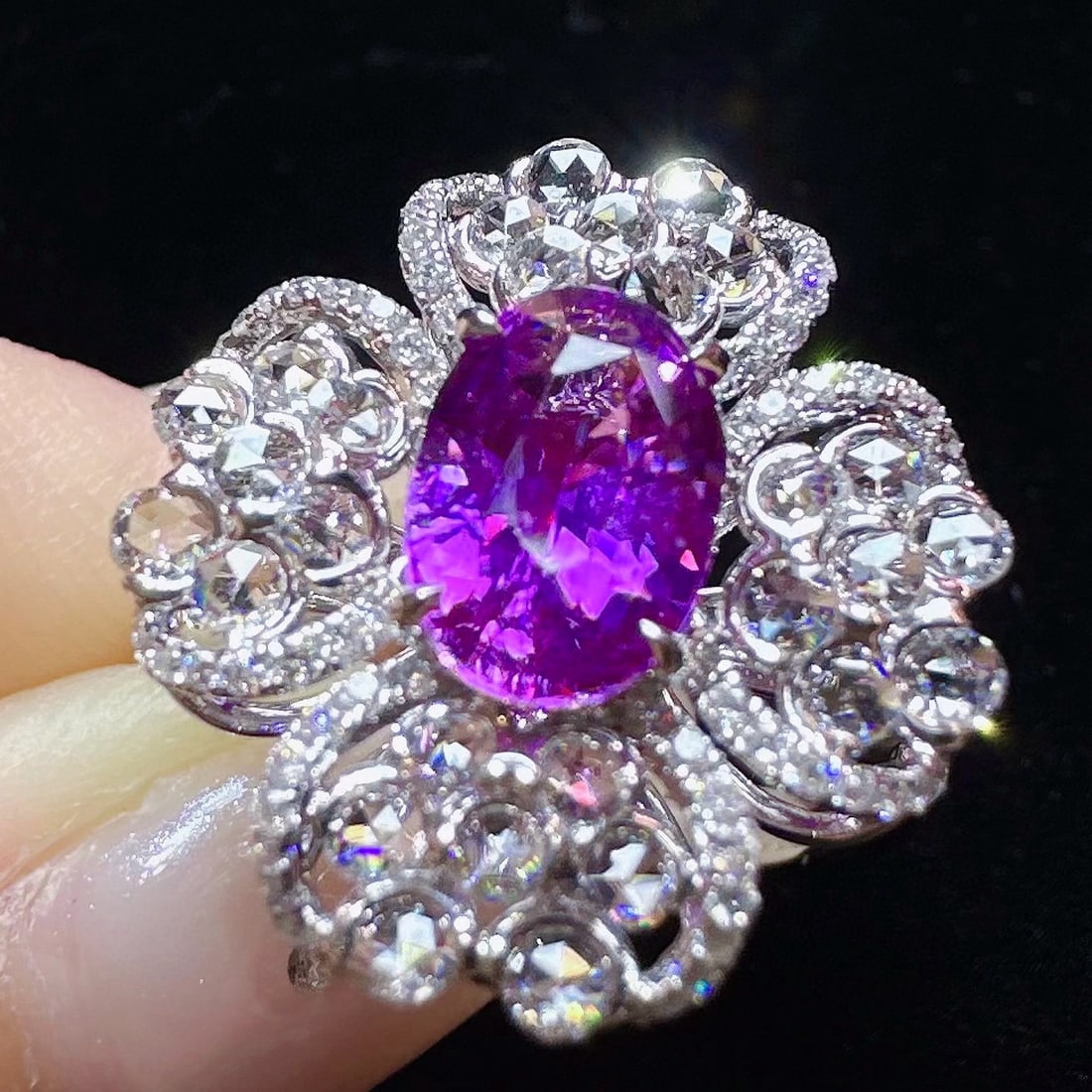 14k Gold 2.26 Ctw Natural Sapphire & Diamond Ring - 3