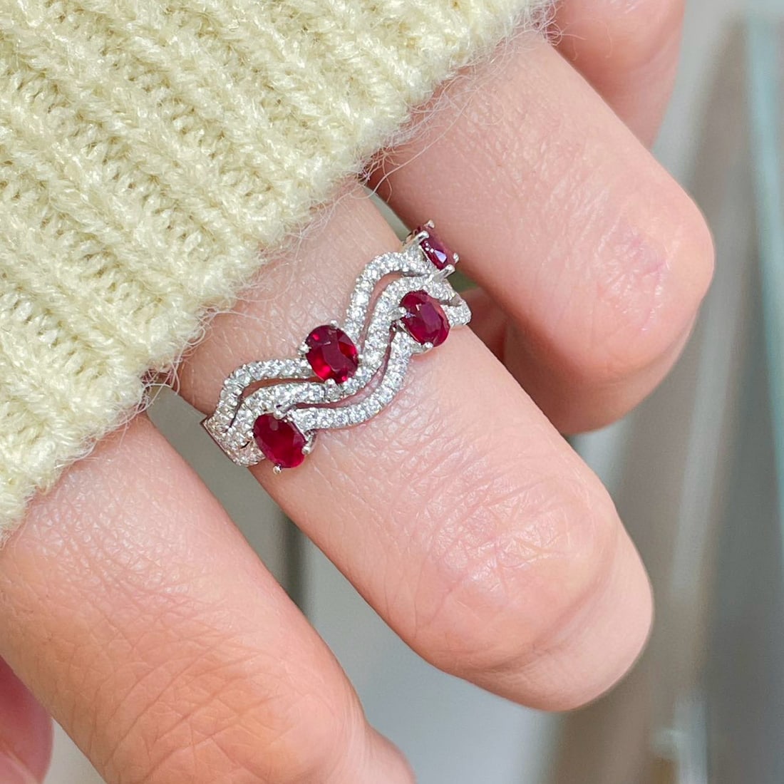 14k Gold 0.9 Ct Natural Ruby & Diamond Ring - 5